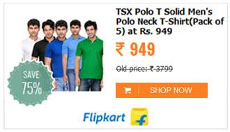 TSX Solid Mens Polo Neck Multicolor T-Shirt