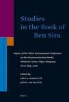 Studies In The Book Of Ben Sira: Papers Of The Third International Conference On The Deuterocanonical Books, Shime'on Centre, Papa, Hungary, 18-20 May