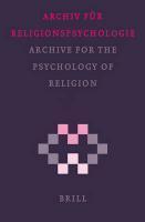 Archiv Fur Religionspsychologie/Archive For The Psychology Of Religion