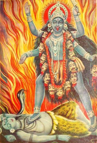 Kali Maa Standing on Shiva