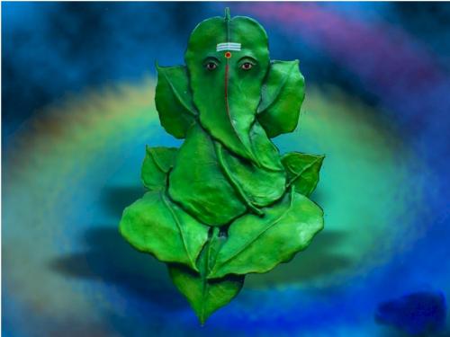 Ganesh Photo Gallery | Ganesha on Leaf