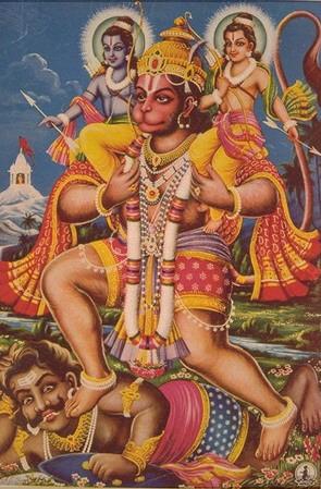 Hanuman Ji with Lord Rama and Lakshman Ji