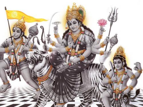 Maa Durga with Hanuman and Bharon