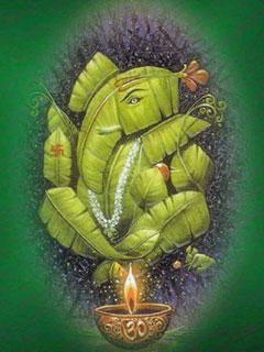 Ganesh ji on Banana leaf Mobile Wallpaper