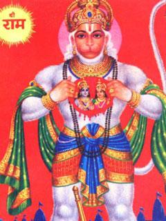 Hanuman showing Ram and Sita in heart Mobile Wallpaper