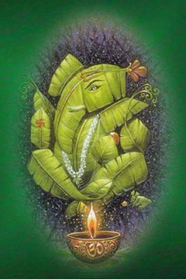 Ganesh ji on Banana leaf Mobile Wallpaper